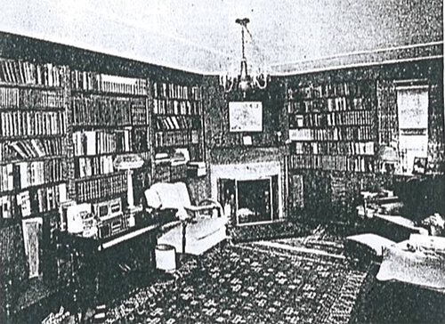 books and seating area