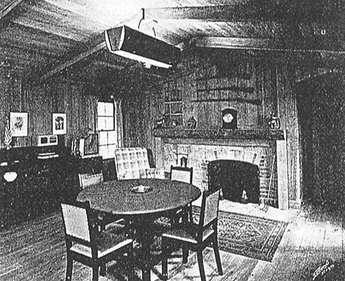 Historic photo of the wormy chestnut recreation room in the basement