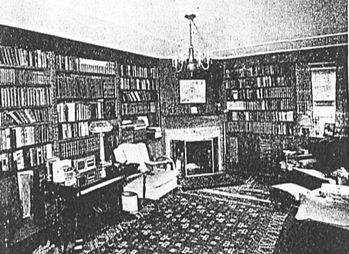 Historic photo of the curly redwood library
