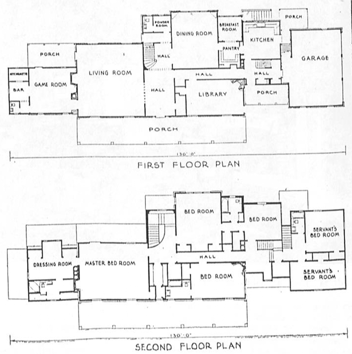 Historic first and second floor plans of the house