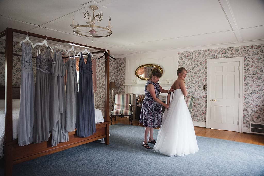 Bride getting ready in the house
